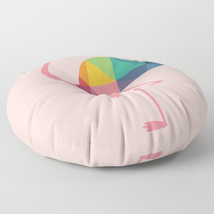 Rainbow Flamingo Floor Pillow