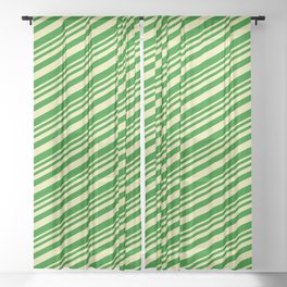 [ Thumbnail: Pale Goldenrod & Green Colored Stripes/Lines Pattern Sheer Curtain ]