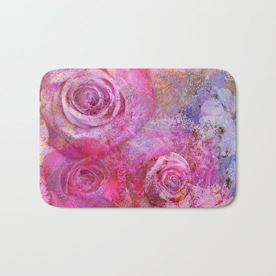 Artistic romantic pink roses Bath Mat