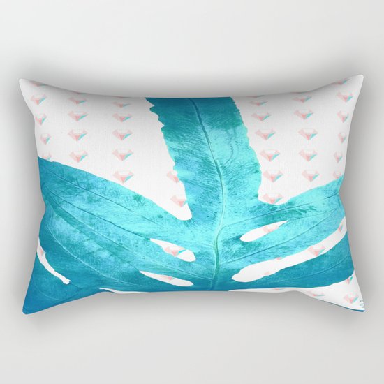 Pantone Rose Quartz Pink Fern Inverted Ice Blue Diamond Rectangular Pillow