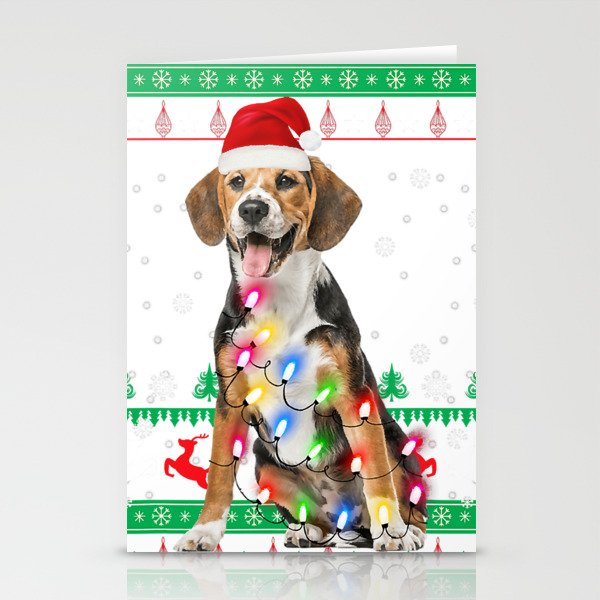 Beagle Christmas Santa Hat Light Dog Lover 85 Dog Lover Stationery Cards