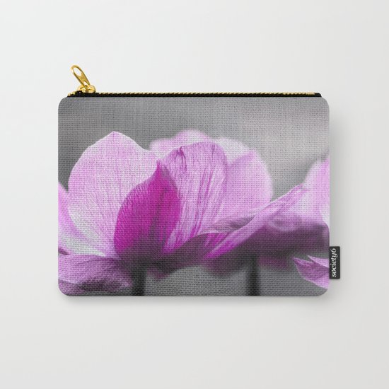 pink Anemone flowers on grey Carry-All Pouch