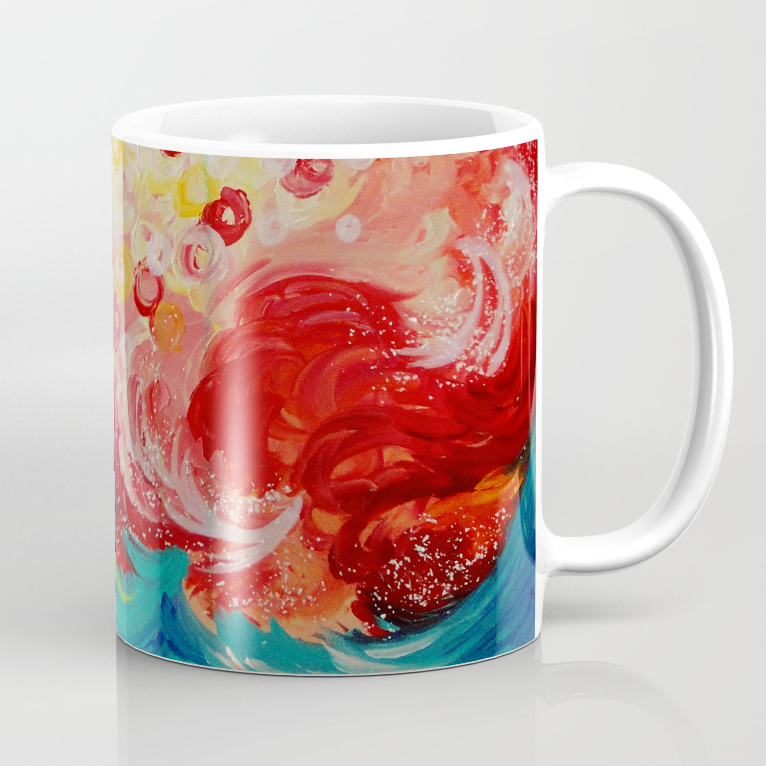 Summer Days Feminine Pretty Pink Red Peach Abstract Acrylic