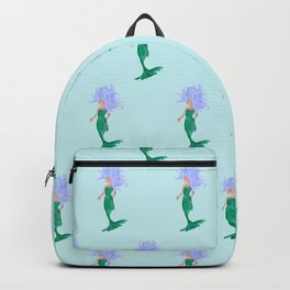 Mermaid green and blue- blue background Backpack | Underwater, Drawing, Mermaid, Lydialovely, Blue, Pattern, Curated, Sea, Digital, Hair 