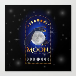 Witch Hands holding the full moon performing a magic spell casting ritual	 Canvas Print