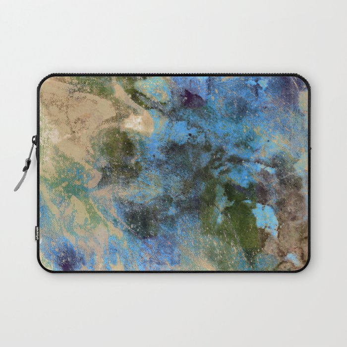 African Dye - Colorful Ink Paint Abstract Ethnic Tribal Organic Shape Art Cream Turquoise Laptop Sleeve