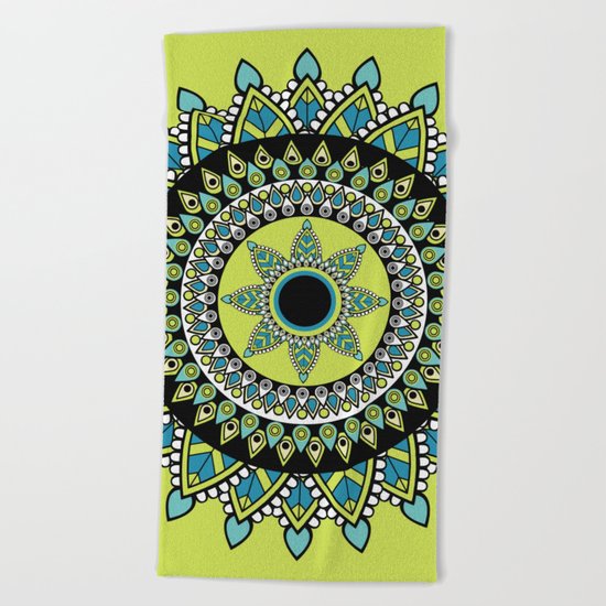 Green & Blue Decorated Indian Mandala Beach Towel