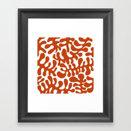 Orange Matisse cut outs seaweed pattern on white background Framed Art Print