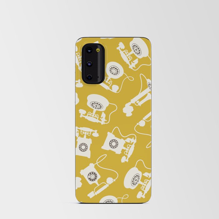 Vintage Rotary Dial Telephone Pattern on Antique Yellow Orange Android Card Case