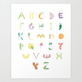 Fruits & Veggies Watercolor Alphabet Art Print