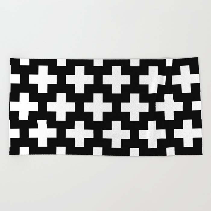 Swiss Cross W B Beach Towel By Bitart Society6