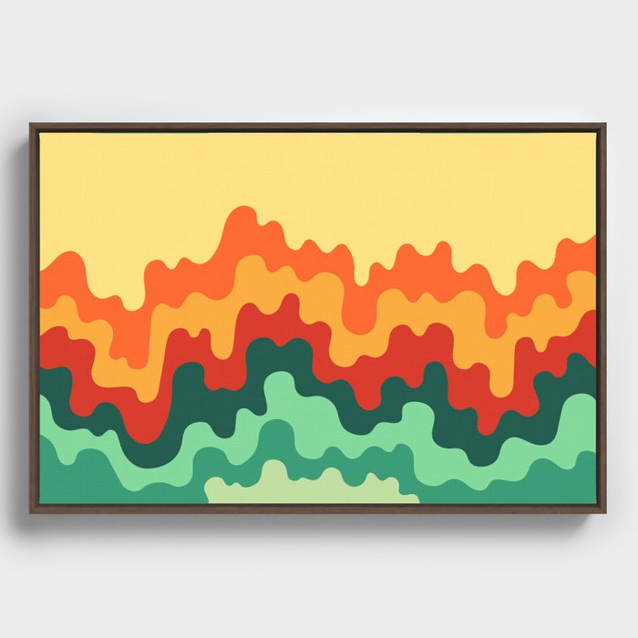 Gentle Cascading Ocean Waves Minimalist Abstract Nature Art In Warm Natural African Color Palette Framed Canvas