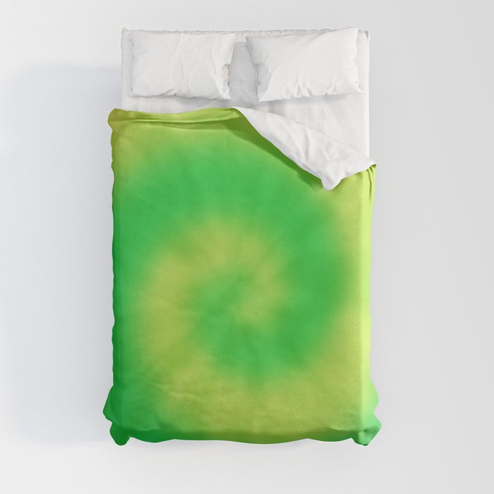 Yellow Green Tie Dye Swirl Duvet Cover