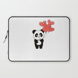 Panda Cute Animals With Heart Balloons To Laptop Sleeve