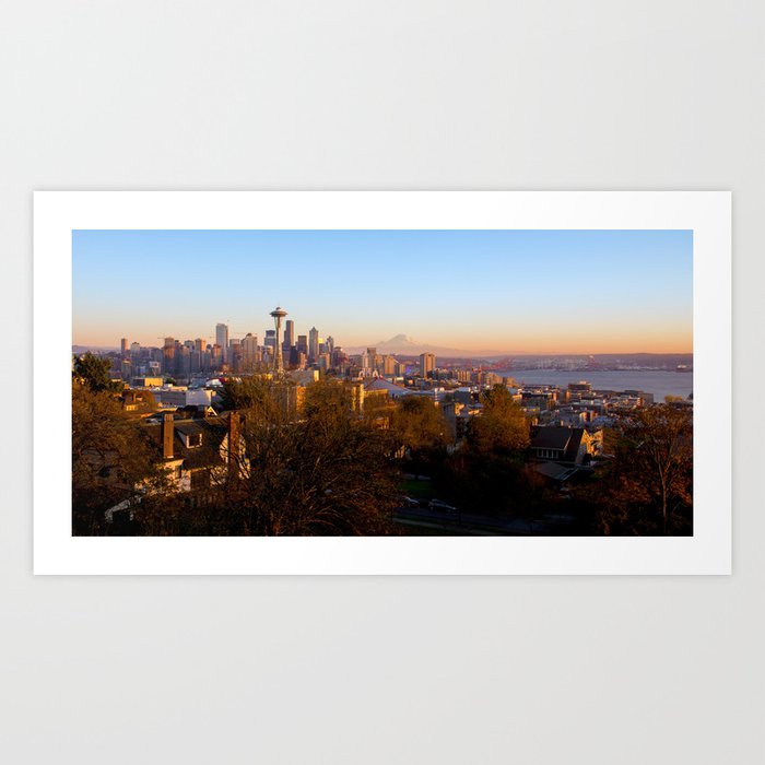 Seattle at Sunset Art Print