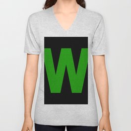 Letter W (Green & Black) V Neck T Shirt
