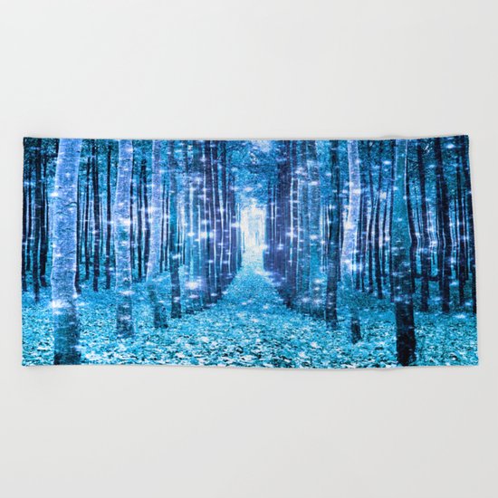 Magical Forest Light Blue Turquoise Beach Towel