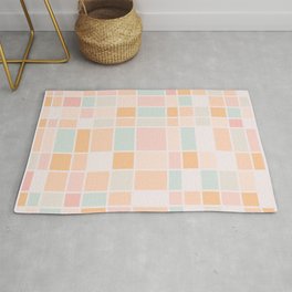 Mid Century Modern Abstract retro colored Grid pattern - Pink yellow and blue Area & Throw Rug