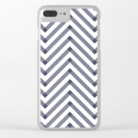 Marine Chevron Zigag pattern - dark blue on white on #Society6 Clear iPhone Case
