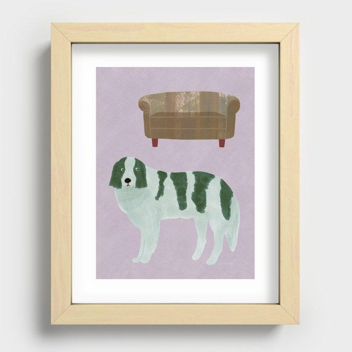 Dog and a Sofa - Green and Purple Recessed Framed Print