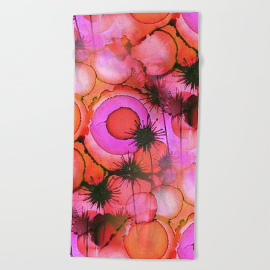 Palm Trees on Sunset Stains Beach Towel