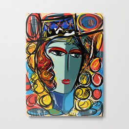 Portrait of a Girl with Hat French Pop Art Expressionism Metal Print | Digital, Love, Expressionism, Vintage, Illustration, Mode, French, Hat, Decoration, Fashion 