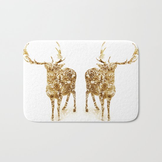 Old School Rocks! Gold Deer Version Bath Mat