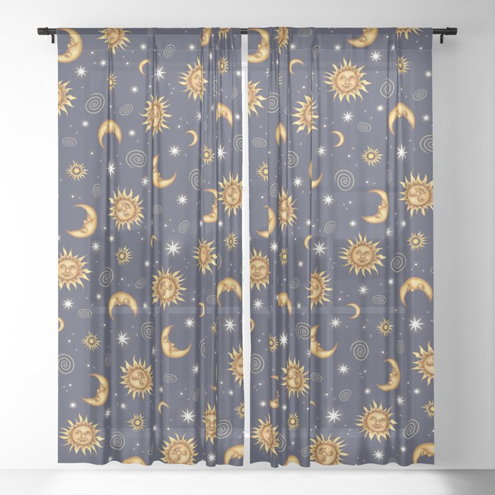 Vintage Celestial Mood Sheer Curtain