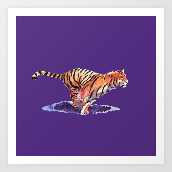 The Tiger Art Print | Painting, Watercolor, Ink, Realism, Illustration, Tiger, Cat, Animal, College, Football
