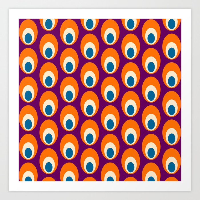 Retro 60s 70s Mid Mod Geometric Pattern Art Print by Tony