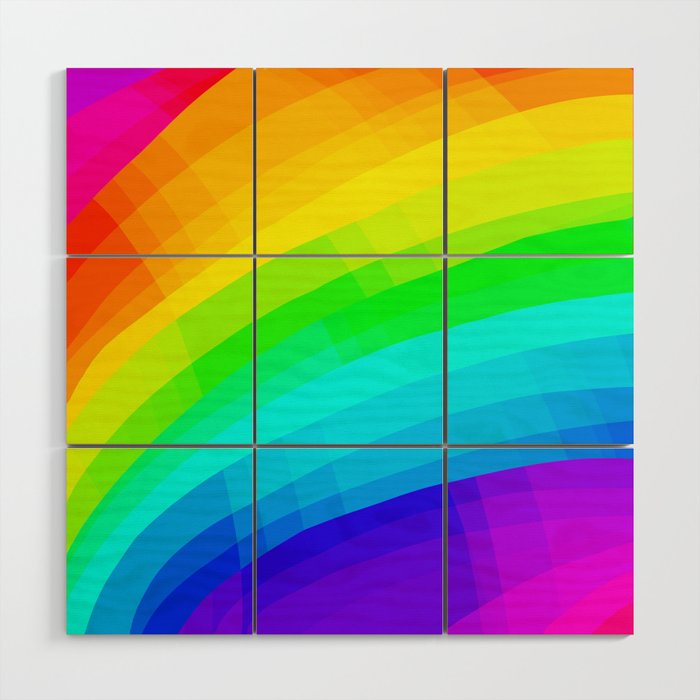Crisscross Rainbow Design Wood Wall Art by Kelsey Lovelle
