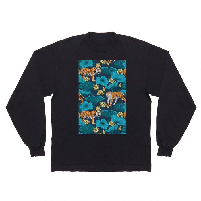 Tigers in the lotus pond Long Sleeve T Shirt