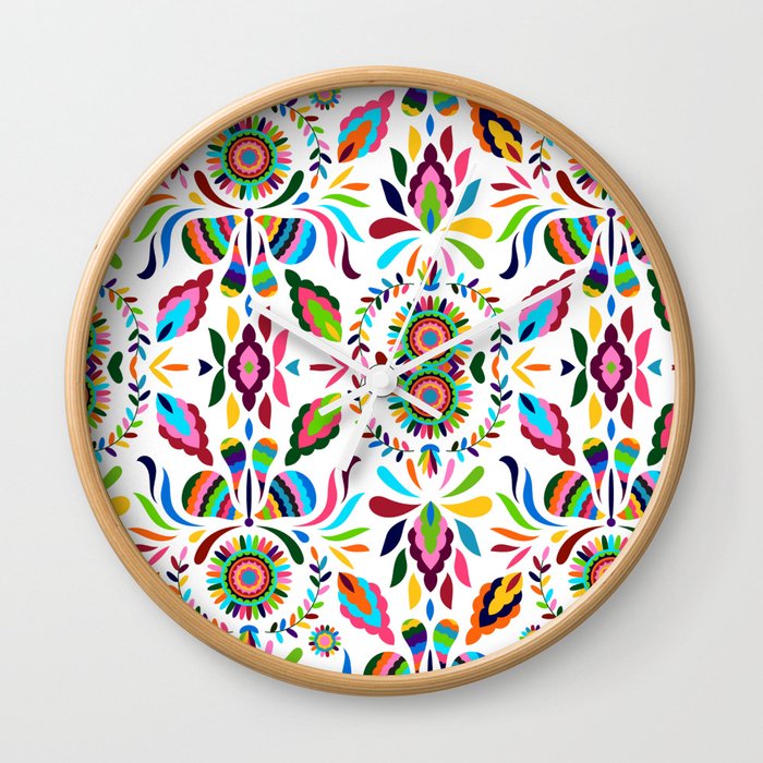 Hippy Floral Pattern Wall Clock