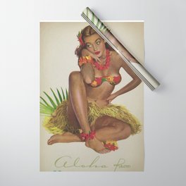 Hawaiian Hula Maiden Vintage Travel Poster Wrapping Paper