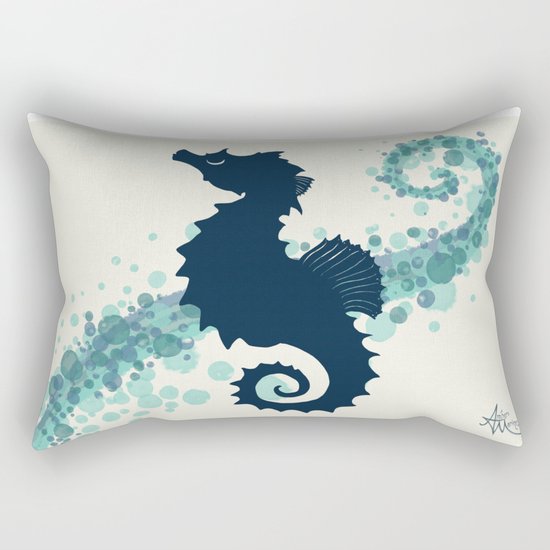 "Seahorse Silhouette" ` digital illustration by Amber Marine, (c) 2015 Rectangular Pillow