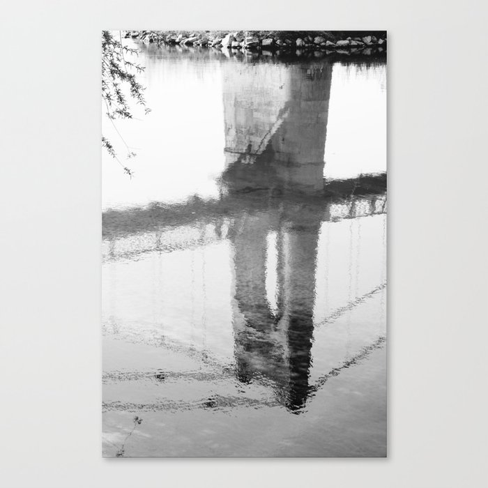 Water Reflection | Old Bridge in Lyon France Canvas Print