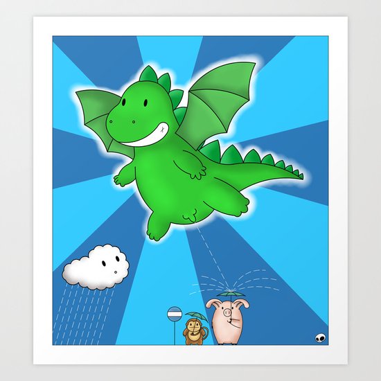 Godzilla rains first! Art Print