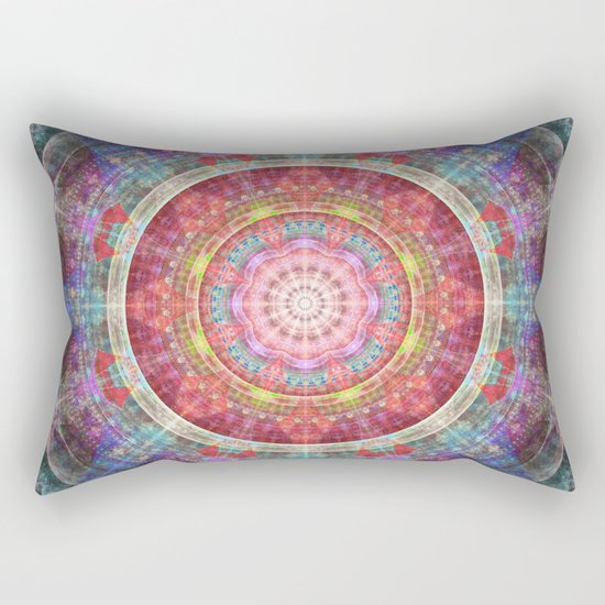 groovy colourful mandala filled with tribal patterns Rectangular Pillow