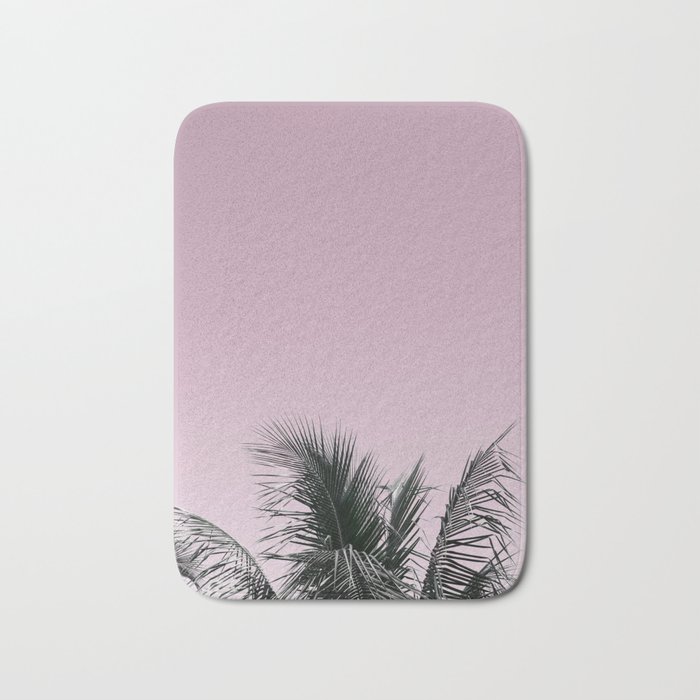 Good Vibes Pink Palm Photography Bath Mat