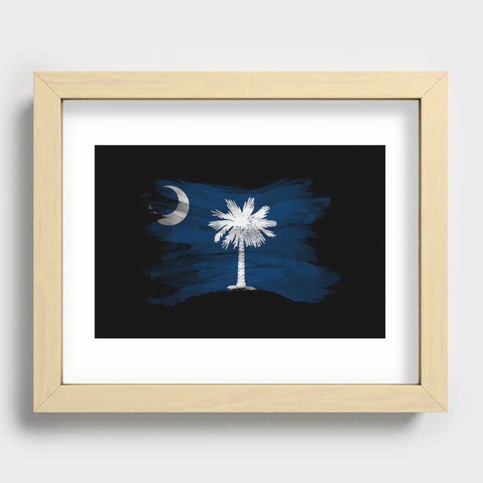 South Carolina state flag brush stroke, South Carolina flag background Recessed Framed Print