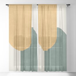Halfmoon Colorblock 2 - Gold Green  Sheer Curtain