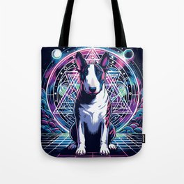 Cosmic Voyager Bullterrier: A Synthwave Space Odyssey Tote Bag