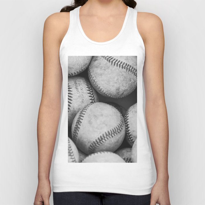 Baseballs Black & White Graphic Illustration Design Tank Top