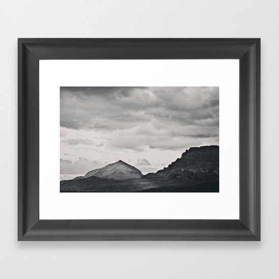 Mountain Peak and Plateau Black and White Framed Art Print