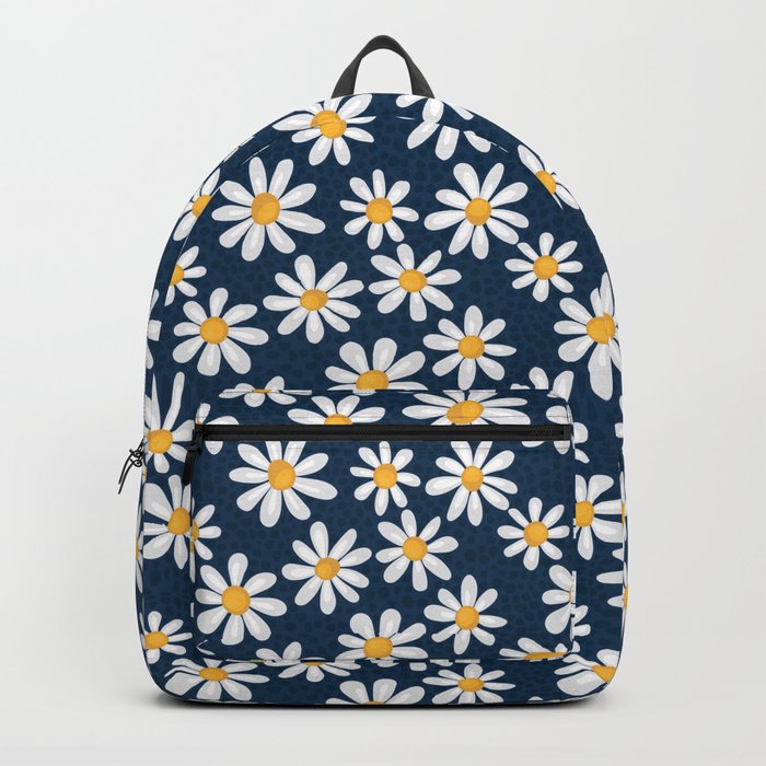 Simple and beautiful chamomile on a blue background Backpack