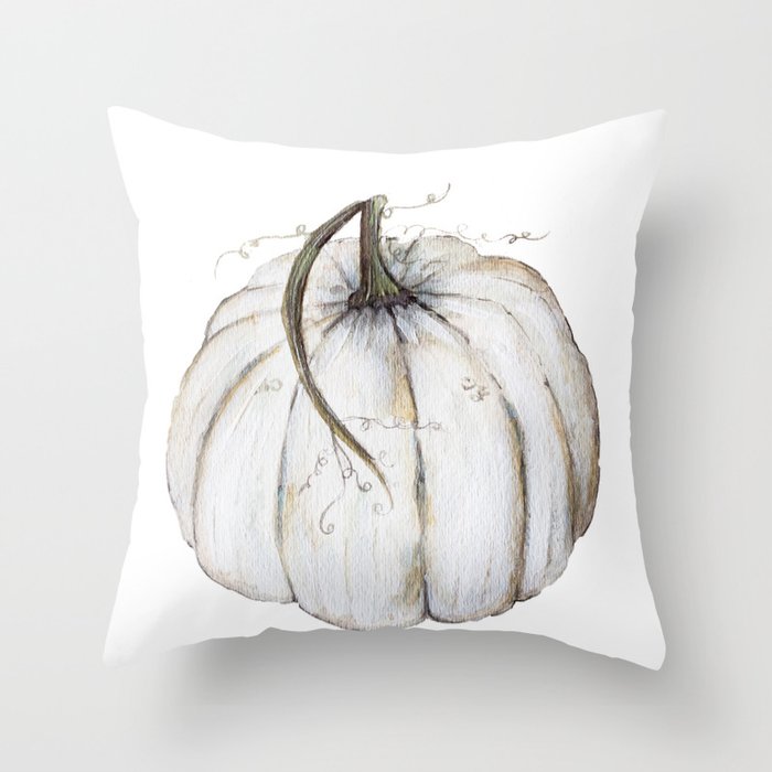 White Pumpkin Throw Pillow