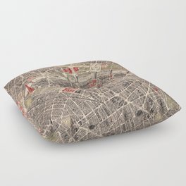 Vintage Map of Paris Floor Pillow
