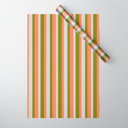 [ Thumbnail: Green, Light Gray, and Coral Colored Lines Pattern Wrapping Paper ]