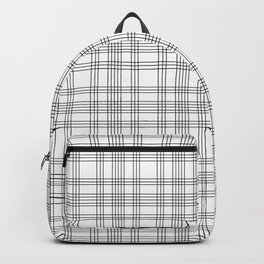 Line Ligné 1 black and white prince  of wales check Backpack | Strip, Band, Sober, Straight, Simple, Trim, Abstemious, Mere, Checked, Line 