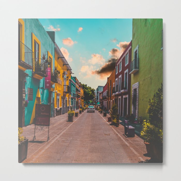 Mexico Photography - Colorful Street In Mexico Metal Print